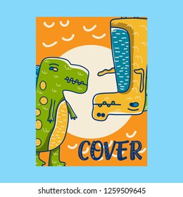 cute dinosaur illustration as vector for baby tee print - Vector