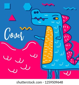 cute dinosaur illustration as vector for baby tee print - Vector