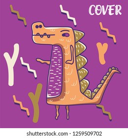 cute dinosaur illustration as vector for baby tee print - Vector