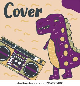 cute dinosaur illustration as vector for baby tee print - Vector