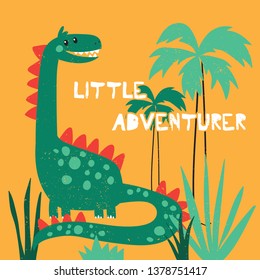 cute dinosaur illustration as vector for kids fashion