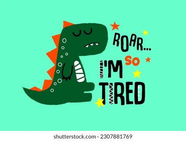 cute dinosaur ilustration vector for kids