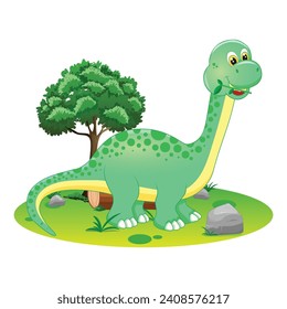 Cute dinosaur isolated on white background.