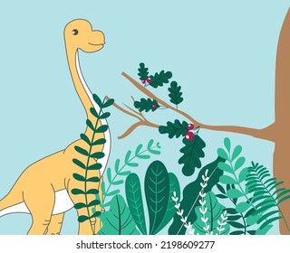 Cute Dinosaur In Jungle, Explorer Dinosaur