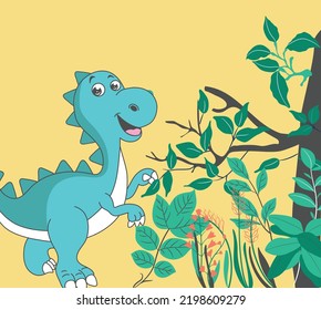 Cute Dinosaur In Jungle, Explorer Dinosaur