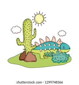 cute dinosaur with in the landscape