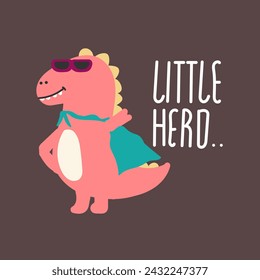 Cute Dinosaur little hero vector design for wallpaper, background, fabric and textile