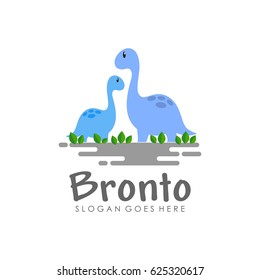 Cute dinosaur logo design vector
