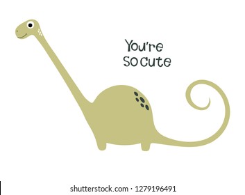Cute dinosaur with a long neck and tail.