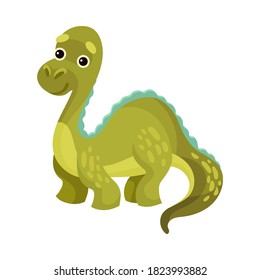 Cute Dinosaur with Long Tail as Ancient Reptile Vector Illustration