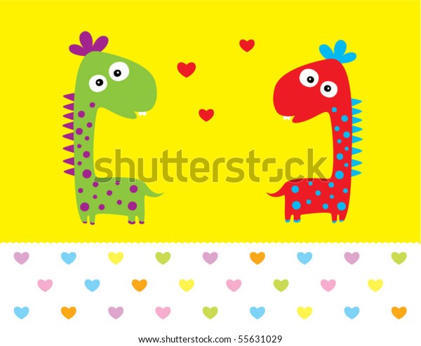 Cute Dinosaur Love Couple Doodle Stock Vector Royalty Free 55631029 Shutterstock 5306