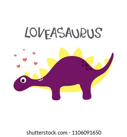 Cute dinosaur. Loveasaurus. Vector illustration