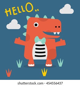 Cute dinosaur mascot template. Cartoon dinosaur illustration for children