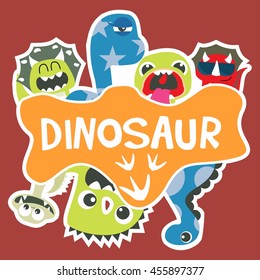 Cute dinosaur mascot template. Cartoon dinosaur illustration for children