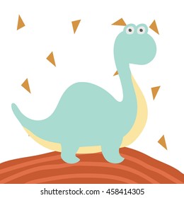 Cute dinosaur mascot template. Cartoon dinosaur illustration for children