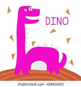 Cute dinosaur mascot template. Cartoon dinosaur illustration for children