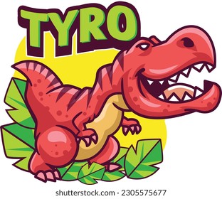 Cute Dinosaur mascot vector with premium quality stock