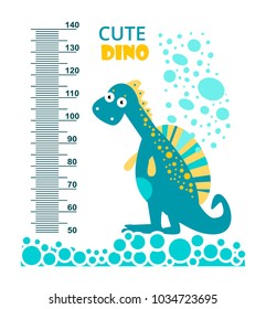 Cute dinosaur. Meter wall or height meter from 50 to 140 centimeter