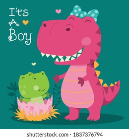 Cute dinosaur mom and baby. Shirt print