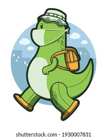 Cute Dinosaur New Normal Drawn As Vector For Tee Print