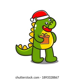 Cute Dinosaur on Christmas Day, vector design eps 10