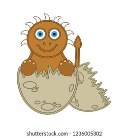 Cute dinosaur on an eggshell. Vector illustration design