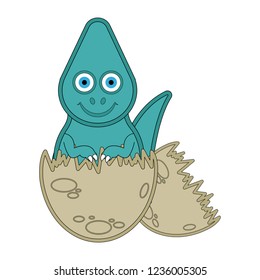 Cute dinosaur on an eggshell. Vector illustration design