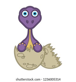 Cute dinosaur on an eggshell. Vector illustration design