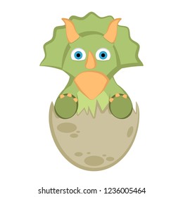 Cute dinosaur on an eggshell. Vector illustration design