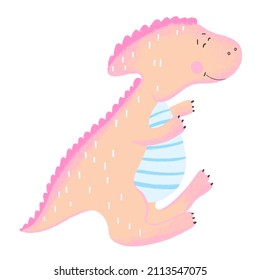 Cute dinosaur on white  isolated background