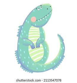 Cute dinosaur on white  isolated background