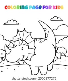 Cute dinosaur outline coloring page illustration