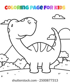 Cute dinosaur outline sketch coloring page illustration