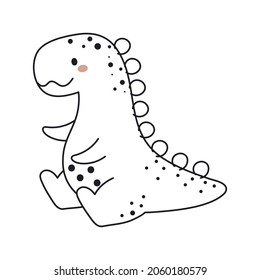 Cute dinosaur in outline sketch style. Funny cartoon dino for kids cards, baby shower, t-shirt, birthday invitation, house interior. Bohemian childish vector illustration.