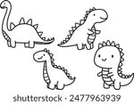 cute dinosaur with outline vector