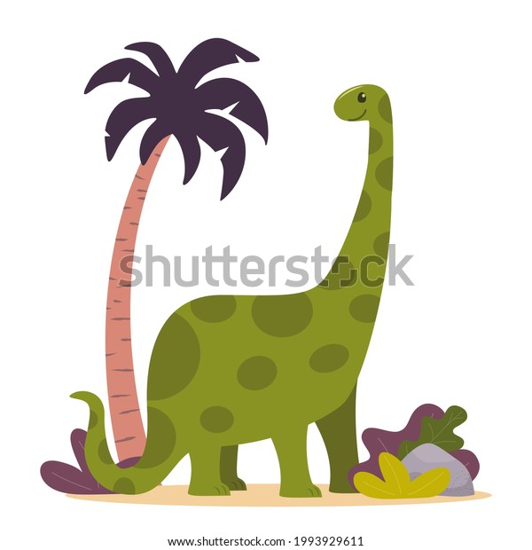 Cute Dinosaur Palm Plants Prehistoric Jurrasic Stock Vector (Royalty ...