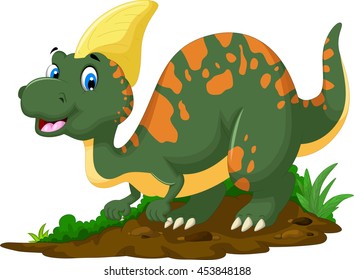 cute Dinosaur Parasaurolophus cartoon posing