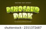 Cute dinosaur park editable text style effect, with comic style cartoon.
