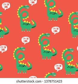 cute dinosaur pattern design as vector for kids fashion