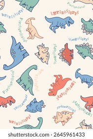 Cute Dinosaur Pattern Seamless Design