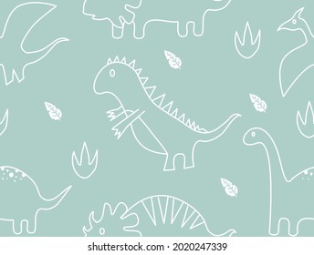 Cute Dinosaur Pattern Vector For Children Vector Print With Cartoon Dinosaurs Cute Pastel Prints For Party Decorations. For Children's Clothing Screen Printing