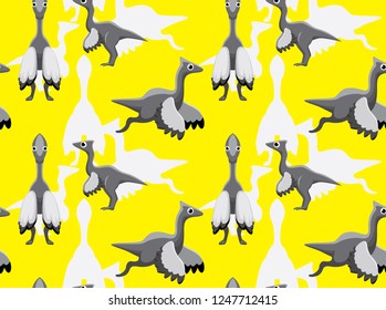 Cute Dinosaur Pelecanimimus Cartoon Background Seamless Wallpaper