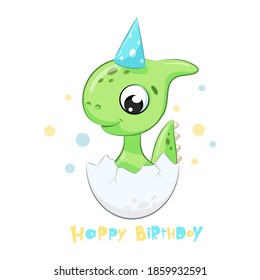 Cute dinosaur with phrase "Happy birthday"