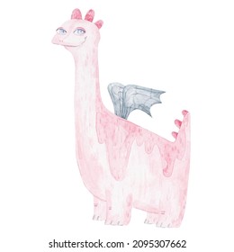 cute dinosaur pink, cute baby   illustration on white background