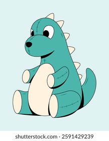 Cute Dinosaur Plushie: A charming Doll, teal-colored dinosaur plushie with a friendly smile, evoking a sense of comfort and childhood joy.