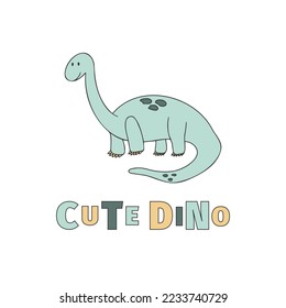 Cute dinosaur, poster for the children's room, postcards. Sticker, for children.