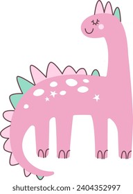 Cute Dinosaur Princess Vector Illustration