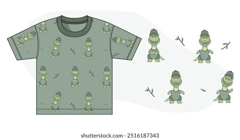 cute dinosaur printed t-shirt design 