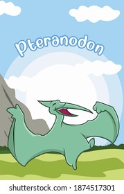 Cute Dinosaur Pteranodon cartoon character vector illustration