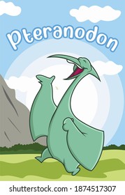 Cute Dinosaur Pteranodon cartoon character vector illustration